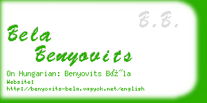 bela benyovits business card